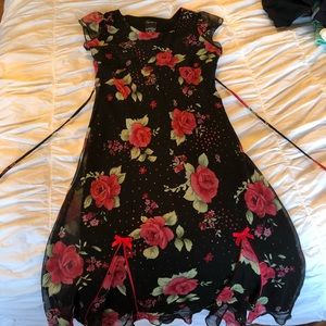 beautiful black rose pattern dress